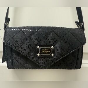 GUESS Pristine Mini Black Patterned Crossbody Purse with adjustable strap NWT